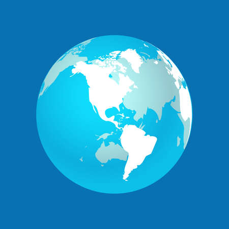 Globe map of the world on a blue background.の写真素材