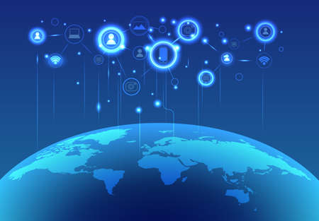 Global network connection. Polygonal World map. Dots and lines World Wide Web structure. Illustrationの写真素材