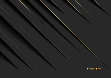 Modern black luxury background with gold line and shadow. ...の写真素材