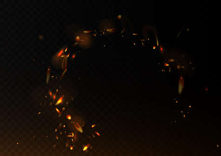 Realistic round light fire flame frame, template illustration.の写真素材