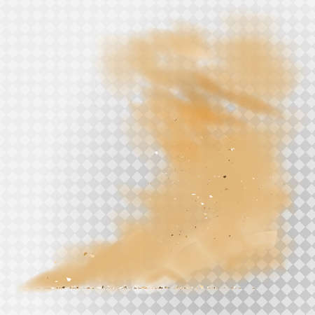 Dust cloud isolated on background. Sand storm, beige powder explosion, desert wind concept. Realistic illustration.の写真素材