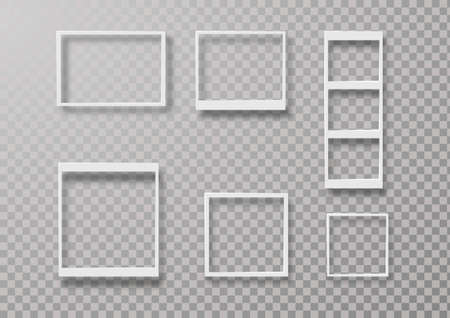 Set empty white photo frame with shadows - stockの写真素材