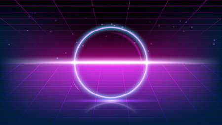 Neon color virtual reality space background CYBERPUNKの写真素材