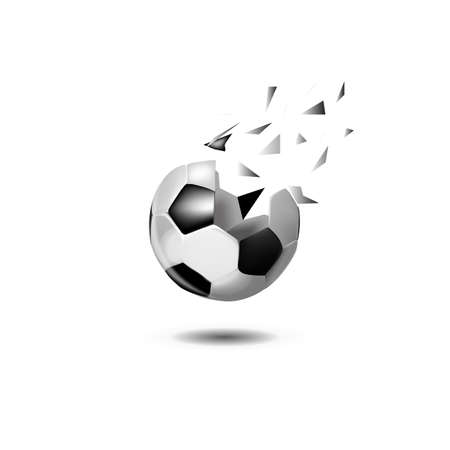 soccer ball in a modern abstract style. breaks up and flies crashing the background. vector design.のイラスト素材