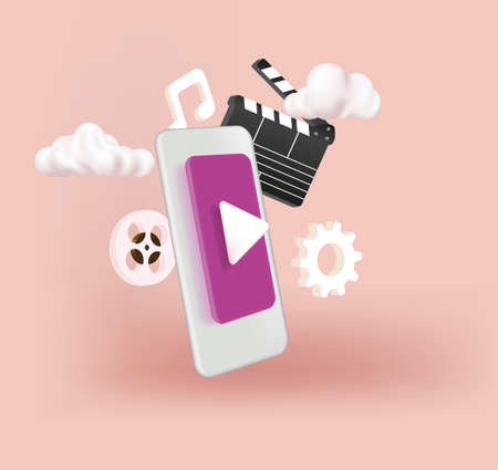 Online multimedia concepts for banner, presentation, poster and website advertising.のイラスト素材