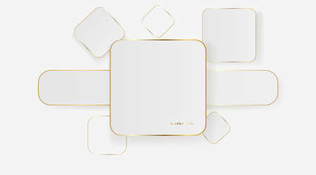 White abstract background luxury with line gold 3d paper cut style.のイラスト素材