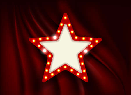 Star with light bulbs on the background of the scene.のイラスト素材