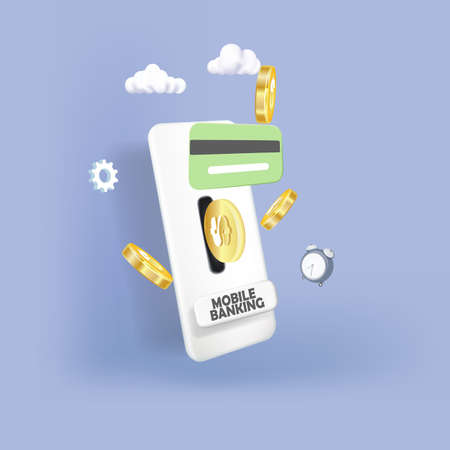Mobile banking service, financial payment Smartphone mobile screen, technology mobile display light.のイラスト素材