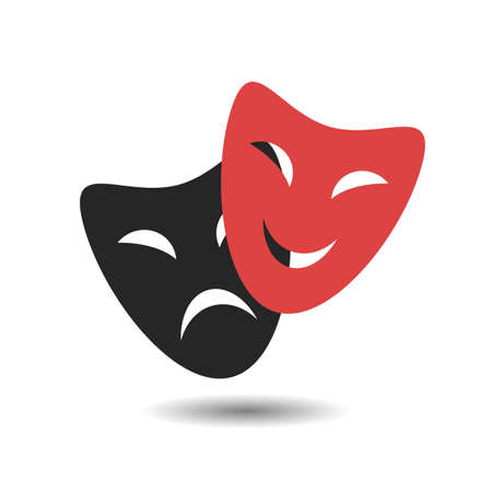 Theatre mask icon silhouette. Theatre drama comedy vectorのイラスト素材
