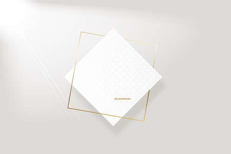 Abstract modern geometric white background. Paper cut style with golden lines.のイラスト素材