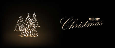Abstract golden christmas tree on black background.のイラスト素材