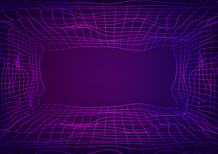 Dark abstract background made in 80s style. Abstract background with neon grids in vintage style.のイラスト素材