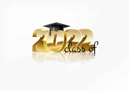 poster congratulations class 2022 graduate on a white backgroundのイラスト素材