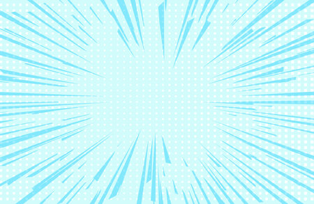 Pop art blue comics book cartoon magazine cover. Cartoon funny retro pattern strip mock up. Vector halftone illustration.のイラスト素材