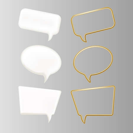 Set of white and golden speech bubble. Dialogue concept design.のイラスト素材