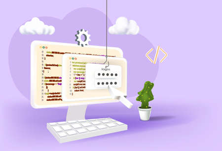 Hackers and cyber criminals phishing stealing private personal data, credentials, password, bank document email and credit card.のイラスト素材