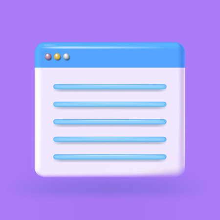 3d Website window mockup isolated on purple background.