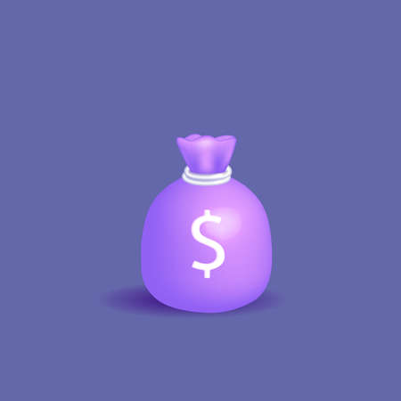 Money bag with dollar icon Cash, interest rate, business and finance, return on investment, financial solution, prepayment and down payment concept.のイラスト素材