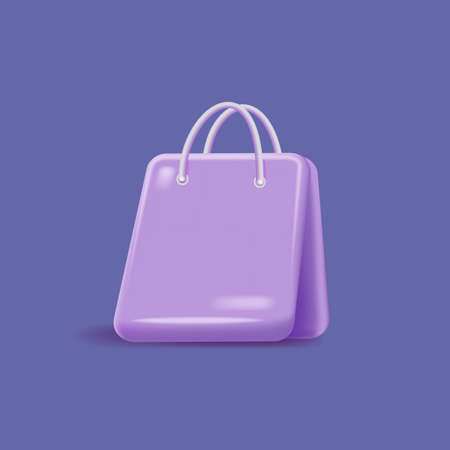3d cartoon shopping bag with percent sign. Online shopping, sale promotion, discount concept. 3d vector illustration icon.のイラスト素材