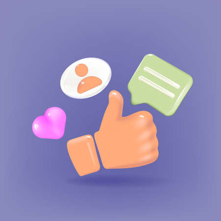 Blank Social network post surrounded with floating elements on blue background. Modern minimal design.のイラスト素材