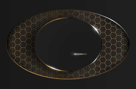 Abstract circle black and gold luxury background. Vector.のイラスト素材
