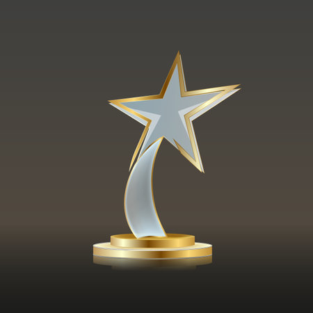 Glass Trophy Award. First place prize plaque. vector illustrationのイラスト素材