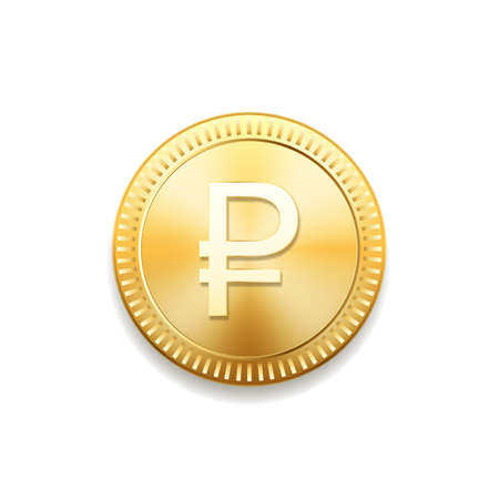 rouble gold coins. Russia Money symbol. The Russian rouble Currency Sign. Design Coins.のイラスト素材