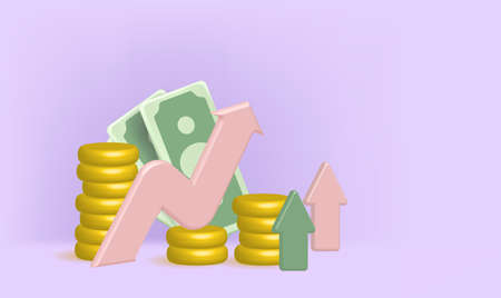 Market movements creative concept charts up, infographics. Realistic 3d design. Growth World economy. Vector illustrationの写真素材