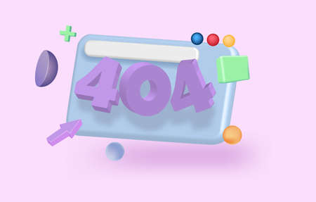3D illustration Page 404 , not found design template illustration, concept page website leaf.のイラスト素材