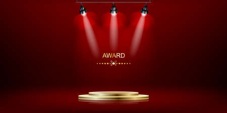 Illuminated stage podium with red carpet for award ceremony vector illustrationのイラスト素材