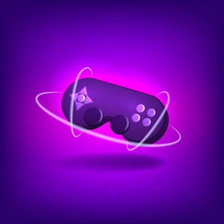 Neon game controller or joystick for game console.のイラスト素材