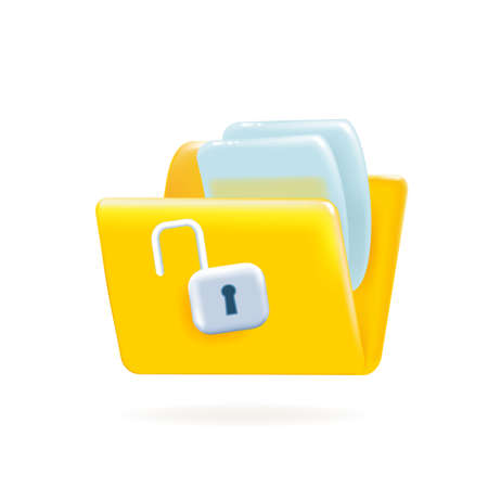 Folder icon with lock. 3d design.のイラスト素材
