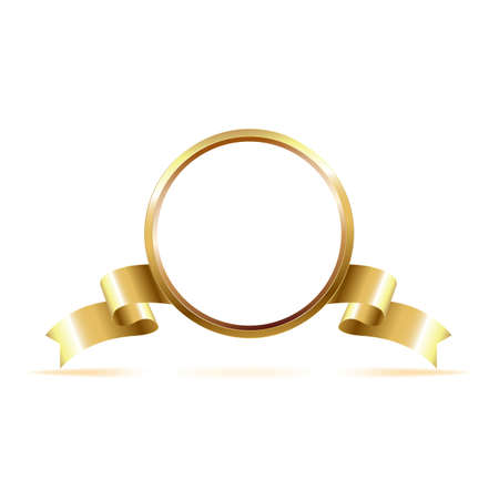 Golden ring and ribbon on sides vector illustration.のイラスト素材
