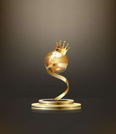 Winner award champion realistic golden trophy and crown templateのイラスト素材