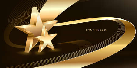 Anniversary celebration gold star background with bannerのイラスト素材