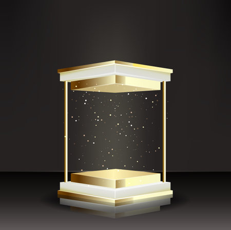Black and gold podium with light effectのイラスト素材