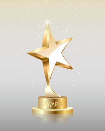 Realistic Golden Star Trophy Award in Vectorのイラスト素材