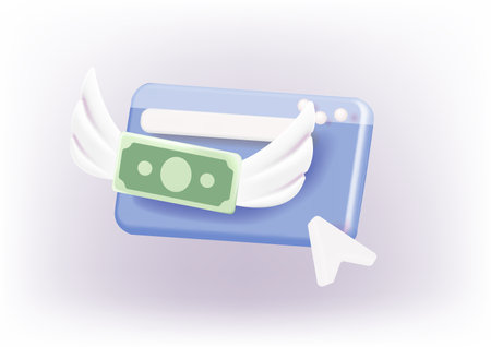 Money with wings vector 3d Cash with wings, money Flyingのイラスト素材
