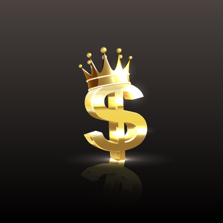 Gold Dollar Sign and Crown Icon Vector Logo Template Illustration Design.のイラスト素材