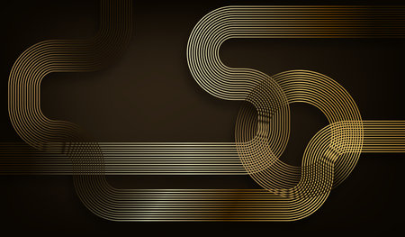 Black luxury background with golden line elements.のイラスト素材