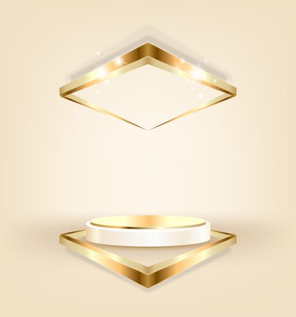 3d style podium shaped gold luxury background, vector illustration for promoting sales and marketing.のイラスト素材