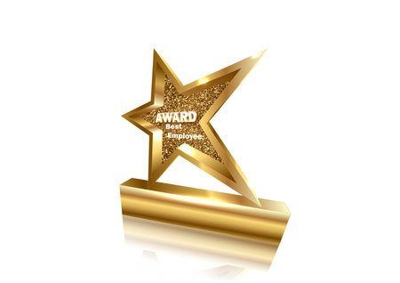 Gold star award for the best employee, on a white background. Vectorのイラスト素材