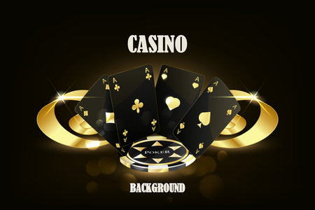 Playing card. Winning poker hand casino chips flying realistic tokens for gambling, cash for roulette or poker,のイラスト素材