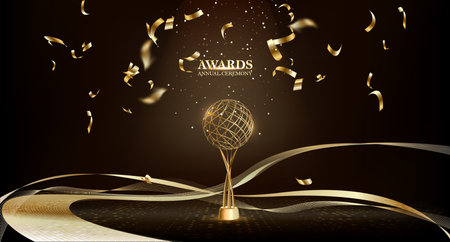 Golden Award Background. Black Gold Business Style Champion Award Poster.のイラスト素材