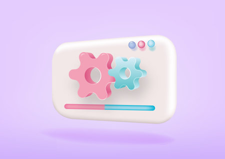 System update 3d Vector concept. 3d morphism gear for mobile app design. System update.のイラスト素材