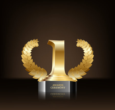 Gold wreath for the winner - number one with diamondsのイラスト素材