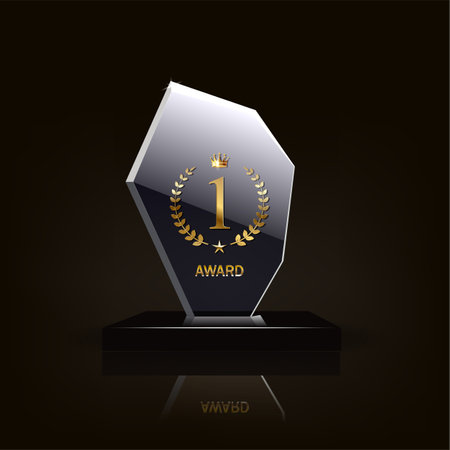 Glass Award template. Vector blank glass trophy award.のイラスト素材