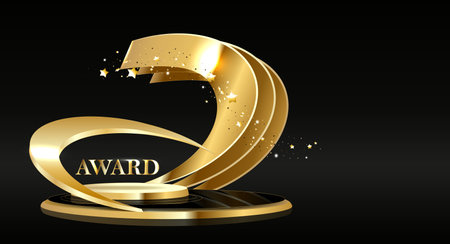 Gold podium with spiral decor elementsのイラスト素材