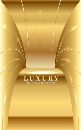 Gold light lines tunnel abstract background.のイラスト素材