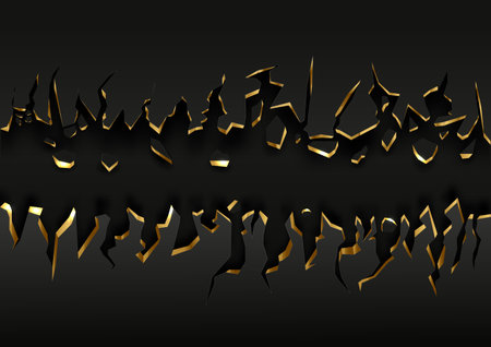 Abstract black and gold wall hole backgroundのイラスト素材